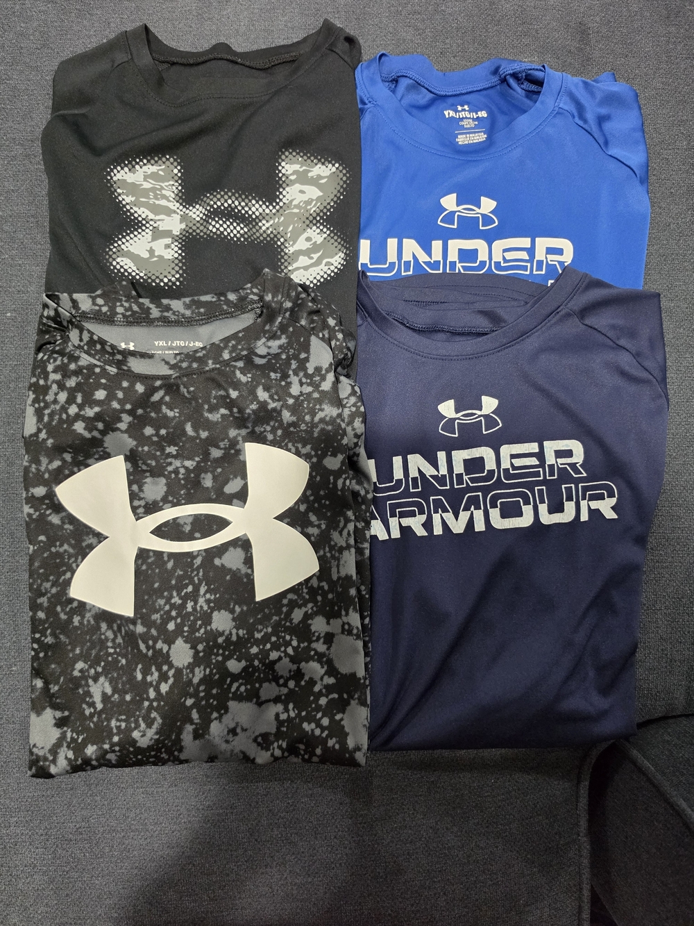 Under Armour Kids Short Sleeve Athletic Tees - Black, Royal Blue, Navy